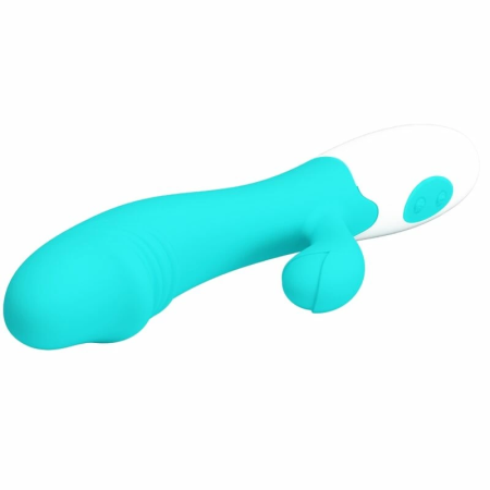 Pretty Love Snappy Dual-Action Vibrating Device Aqua Green Silicone