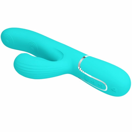 Pretty Love Perlita 3-in-1 Rechargeable Silicone Intimate Device Aqua Green