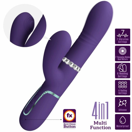Pretty Love Multifunction G-Spot Vibrator Purple USB Rechargeable 29cm