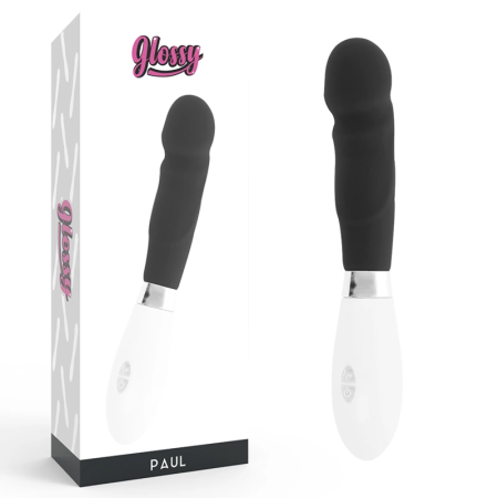 Glossy Paul Intimate Silicone Device Black 12cm 10 Modes Waterproof