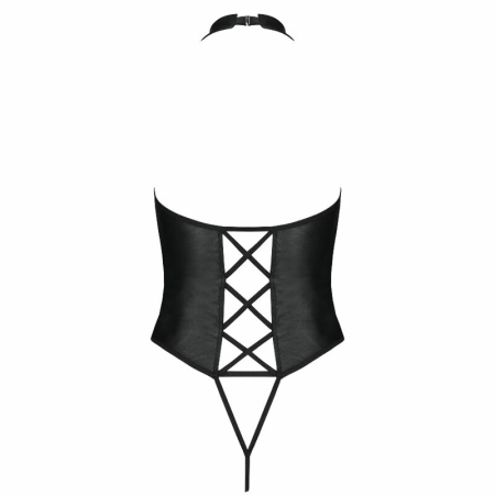 Passion Nancy Black Ecological Leather Teddy S/M - Elegant Strappy Design