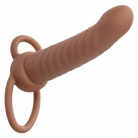 CalExotics Maxx Ribbed Dual Vibrating Probe Brown 10 Modes Silicone