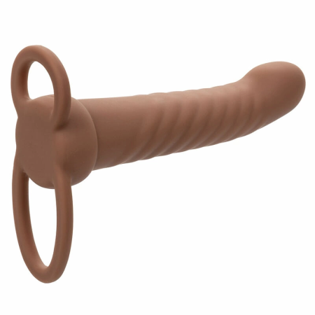 CalExotics Maxx Ribbed Dual Vibrating Probe Brown 10 Modes Silicone