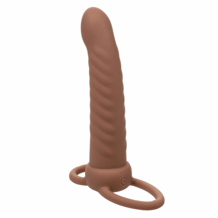 CalExotics Maxx Ribbed Dual Vibrating Probe Brown 10 Modes Silicone