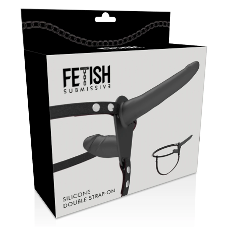 Fetish Submissive Harness Black - Adjustable Dual Attachment System, Silicone