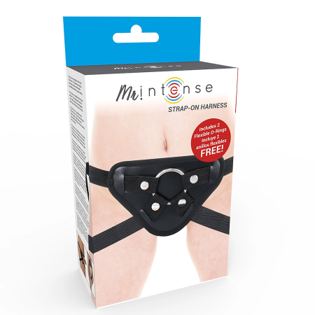 MR Intense Adjustable Harness System with Multiple Silicone Rings, Black
