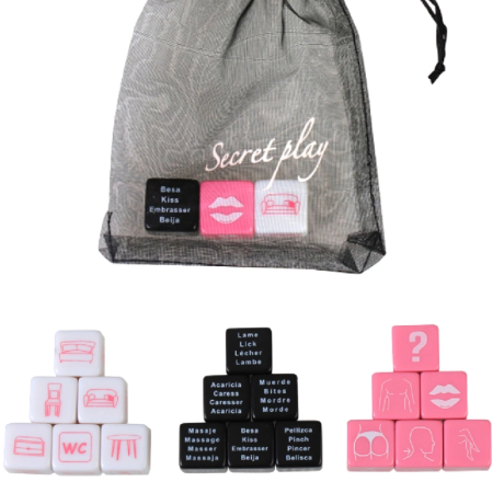 Secret Play Game Set - 3-Piece Dice for Couples, Multilingual Edition