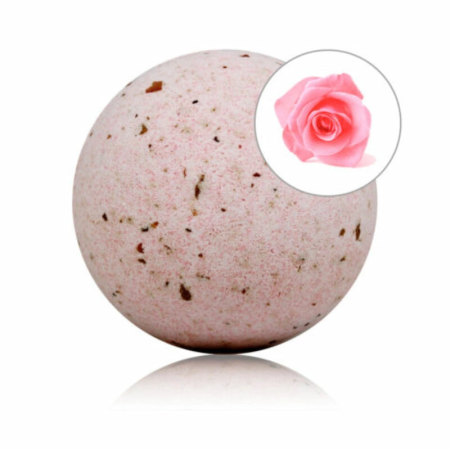TALOKA Rose Bath Bomb with Natural Petals and Sweet Floral Scent 140g
