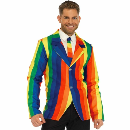 Leg Avenue Rainbow Blazer & Tie Set S - Colorful Carnival Style