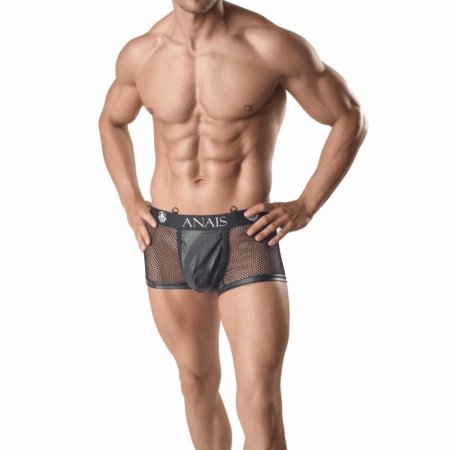 Anais Men Ares XL - Black Mesh & Eco-Leather Sport Boxer Briefs