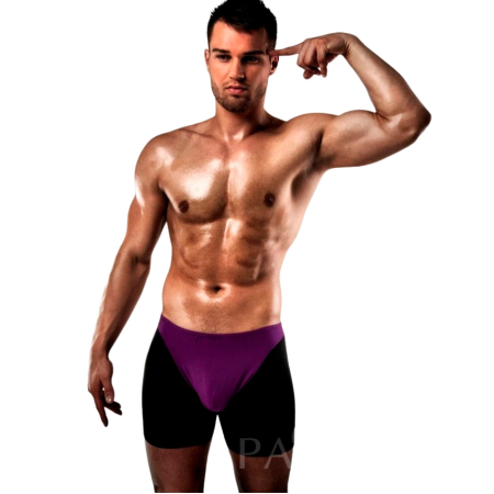 PASSION Boxer 009 Lilac/Black S/M - Modern Two-Tone Men's Underwear