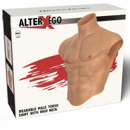 HIDDEN DESIRE ALTER EGO Silicone Male Torso Shirt with Abs, Flesh, S-L