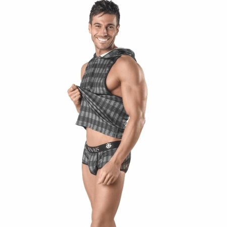 Anais Men Aegis Hooded T-Shirt XL - Modern Gray Check Pattern