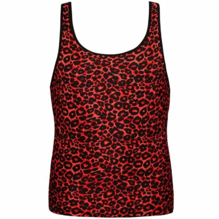 Anais Men TRIBAL Top XL - Red Microfiber, Animal Print, Sleeveless