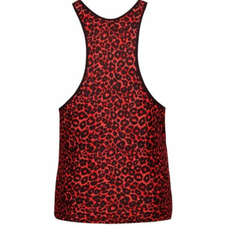 Anais Men Tribal Top M - Red Microfiber Sleeveless Animal Print Shirt