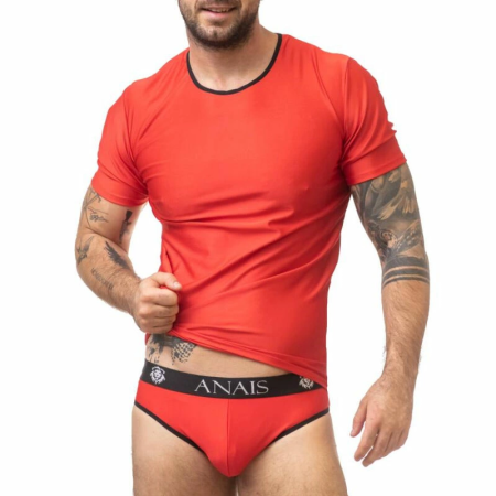 ANAIS Men SOUL T-Shirt XL - Red Microfiber, Black Trim, Body-Fitting Cut