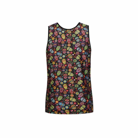 ANAIS MEN Mexico Top L - Sleeveless Modal Shirt with Floral & Skull Print