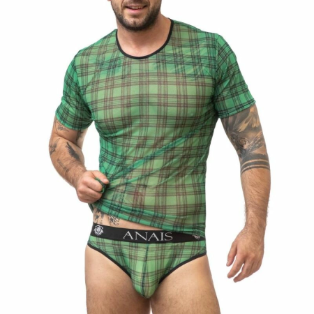 ANAIS MEN Magic T-Shirt XL Green-Black Lycra Check Pattern