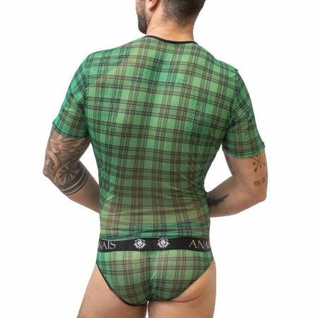 ANAIS MEN Magic T-Shirt XL Green-Black Lycra Check Pattern