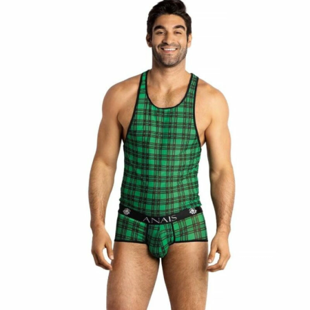 ANAIS MEN Magic Top XL Green & Black Lycra Checkered Briefs