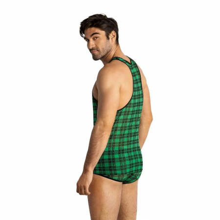 ANAIS MEN MAGIC Top L - Green & Black Check Lycra Briefs