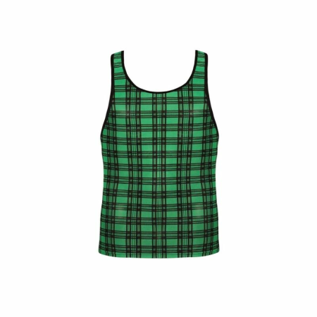 ANAIS MEN MAGIC Top L - Green & Black Check Lycra Briefs