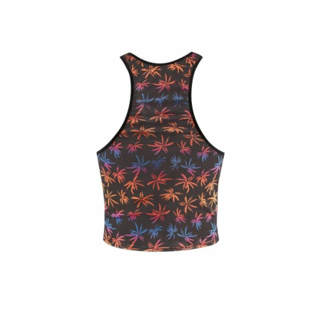 ANAIS Men Chill Top S Black Mesh Colorful Print Holiday Palms