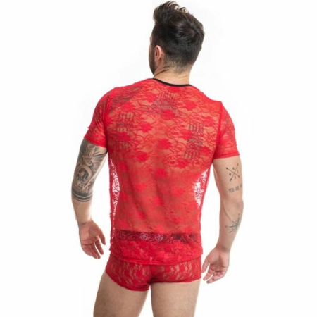Anais Men Brave T-shirt XL - Red Floral Lace, Modern Fit, European Quality
