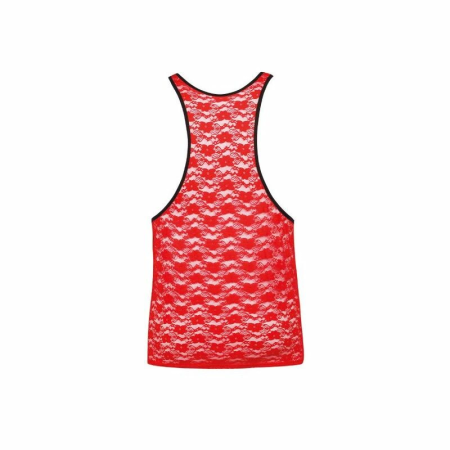 ANAIS Men Brave Top XL - Red Floral Lace Sleeveless Shirt