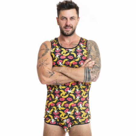Anais Men Banana Top S - Sleeveless Lycra Shirt with Banana Print