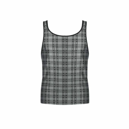 ANAIS Men Balance Top S - Modern Sleeveless Check Microfiber Shirt