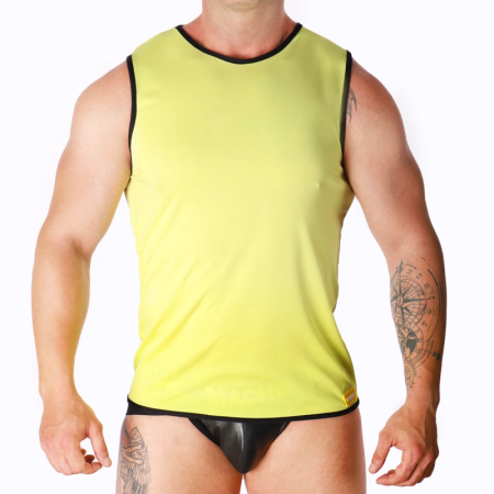 Macho Sport T-Shirt Yellow L/XL - Lightweight Elastic Polyamide Blend