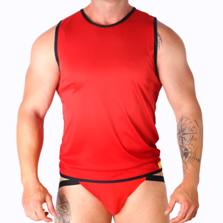 Macho Sport Red T-Shirt S/M - Lightweight Performance Polyamide Blend