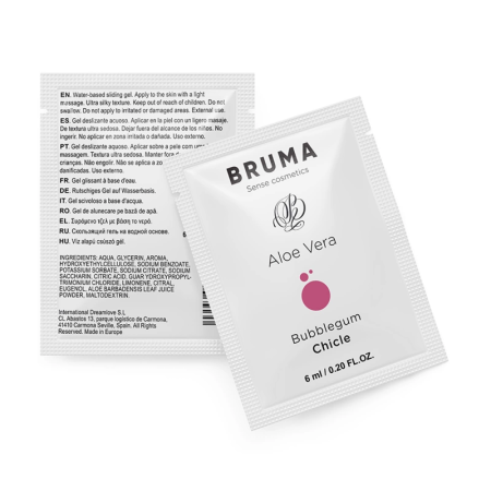 BRUMA Aloe Vera Water-Based Glide Gel Bubblegum 6ml Hydrating Formula