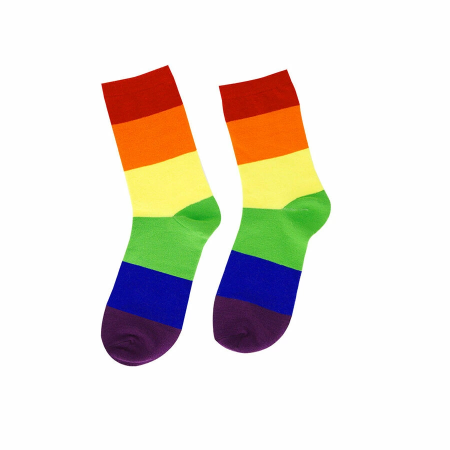 PRIDE Rainbow Socks L/XL - Vibrant Stretch Polyester, LGBT Flag Design
