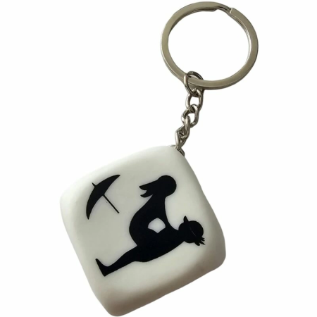 Diablo Picante White Dice Keychain 30mm - Fun Position Game Accessory