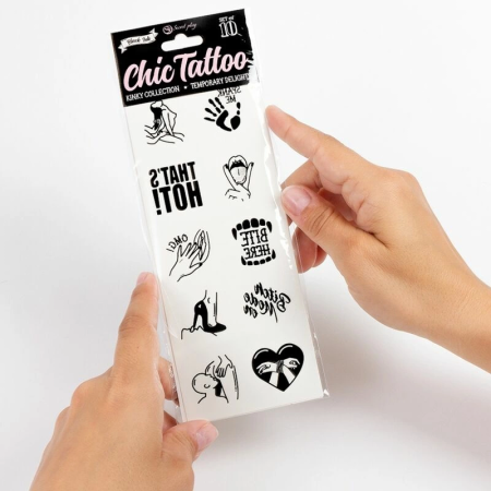 Secret Play Chic Tattoo Set - 10 Artistic Temporary Tattoos Kinky Collection