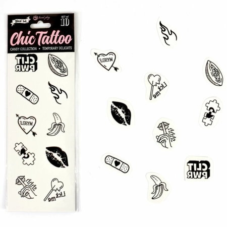 Secret Play Candy Collection Temporary Tattoos - Set of 10 Colorful Designs