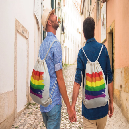 PRIDE Cotton Backpack with Rainbow Flag Design - Lightweight & Durable