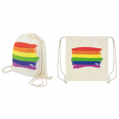 PRIDE Cotton Backpack with Rainbow Flag Design - Lightweight & Durable