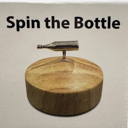 Kheper Games Spin The Bottle Party Game - Metal Bottle & Wooden Base