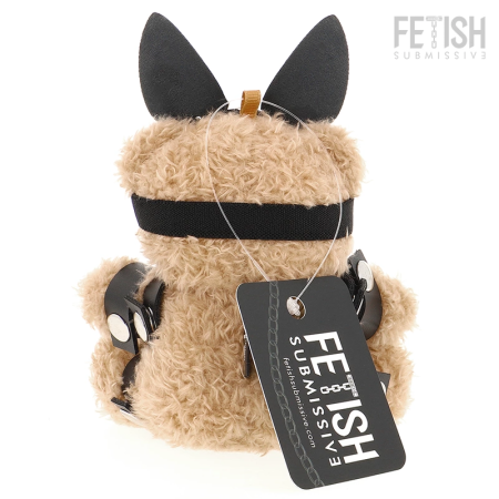 Fetish Submissive Mishka Plush Bear Model 5 with Bunny Mask and Chains