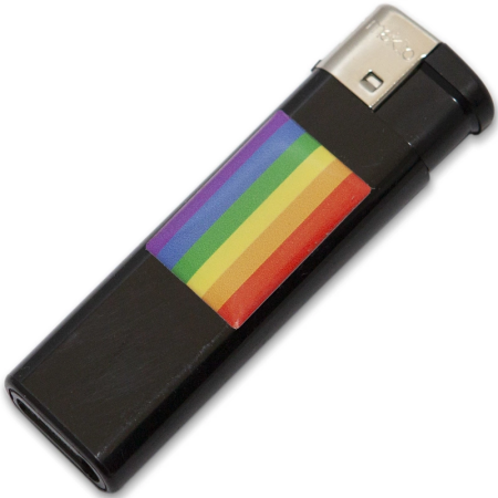 PRIDE Black Rechargeable Lighter with LGBT Flag Emblem