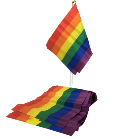 PRIDE Rainbow Mini Flag Banner 20x15 cm with 30 cm Stick