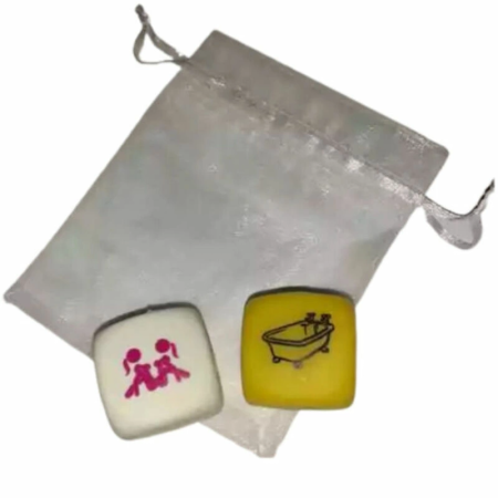 Diablo Picante Kamasutra Game Dice Set - 2 Dice, 30mm, White, Silk Bag