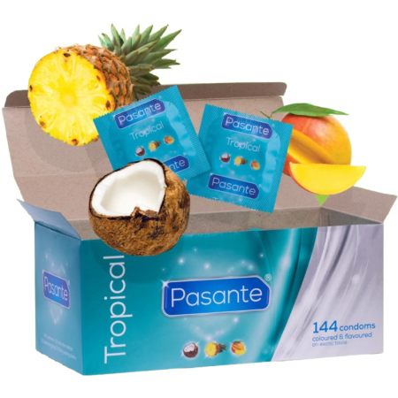 Pasante Tropical Flavours Condoms 144-Pack - Mango, Pineapple, Coconut