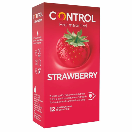 Control Adapta Strawberry 12 pcs - Anatomical, Flavored, 54 mm Condoms