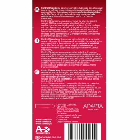 Control Adapta Strawberry 12 pcs - Anatomical, Flavored, 54 mm Condoms