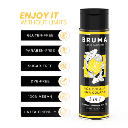 BRUMA Premium 3-in-1 Massage Oil Pina Colada Scent 100ml Vegan Formula