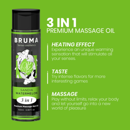 BRUMA Premium 3-in-1 Massage Oil Watermelon - Warming Vegan 100ml